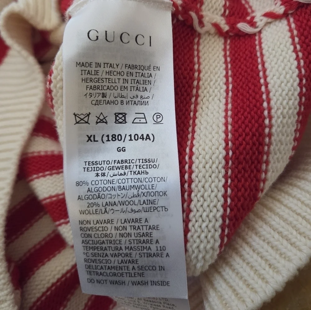 Gucci NWTs Stripped Cotton & Wool Sweater